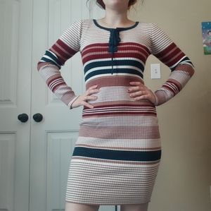 Papaya Striped Sweater Dress
